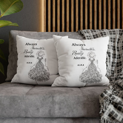 Personalized Initial Quote Light Girl — Custom Sayings on Square Poly Canvas Pillowcase