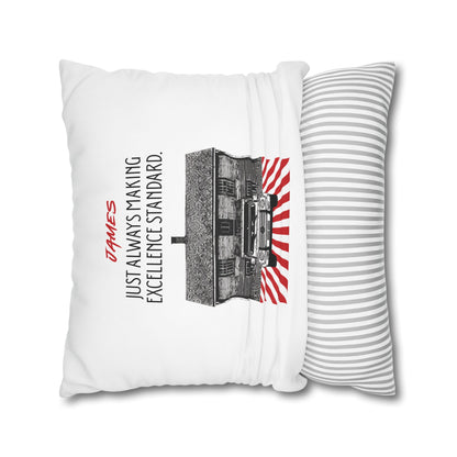 Personalized Initial Quote Vintage Car — Custom Sayings on Square Poly Canvas Pillowcase