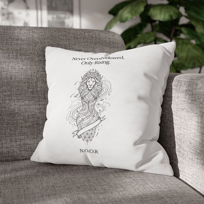 Personalized Initial Quote Girl Lion — Custom Sayings on Square Poly Canvas Pillowcase