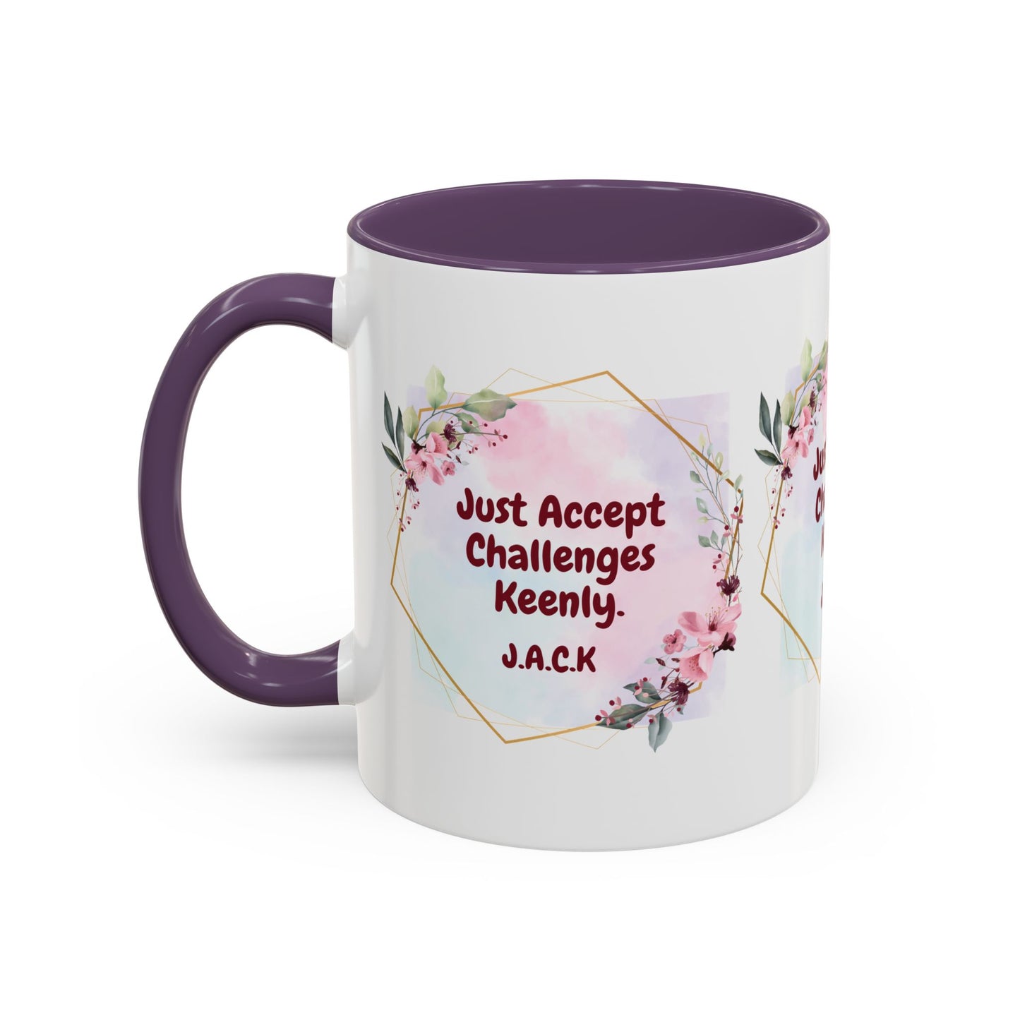Personalized Floral Frame Accent Coffee Mug