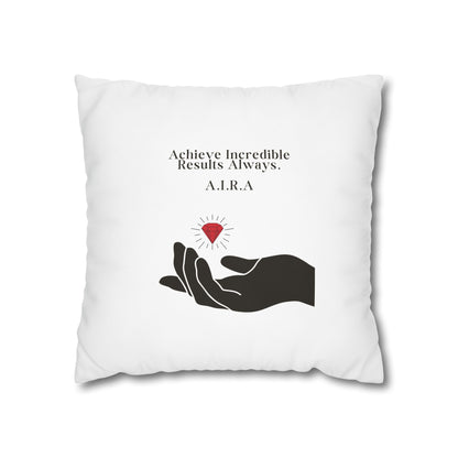 Personalized Initial Quote Gem Hand — Custom Sayings on Square Poly Canvas Pillowcase