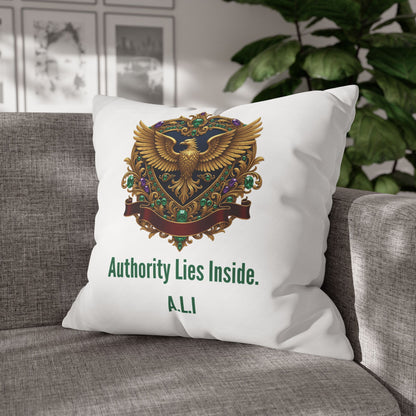 Personalized Initial Quote Eagle — Custom Sayings on Square Poly Canvas Pillowcase