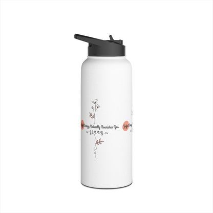 Personalized Initial Quote Floral Minimalist Stainless Steel Water Bottle