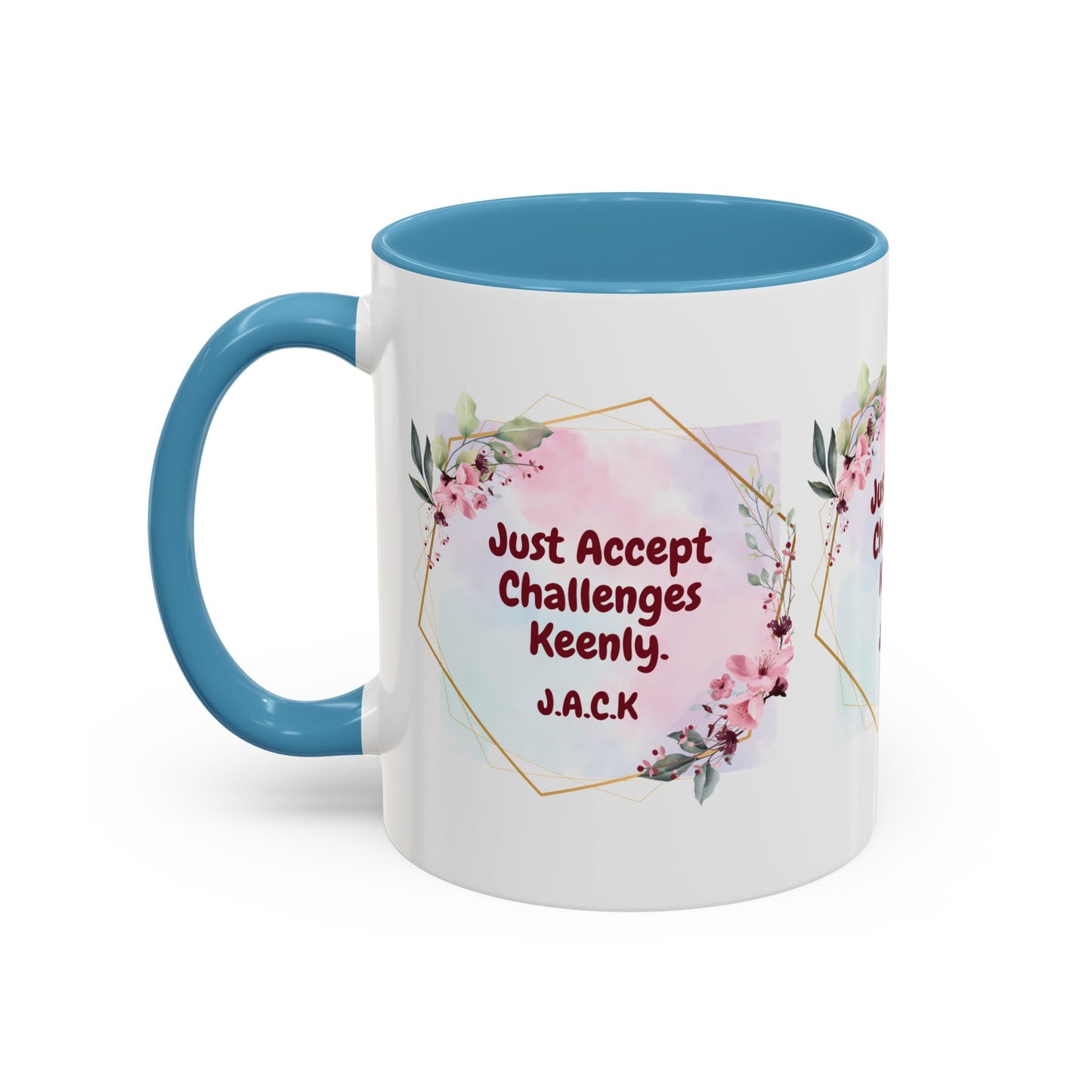 Personalized Floral Frame Accent Coffee Mug