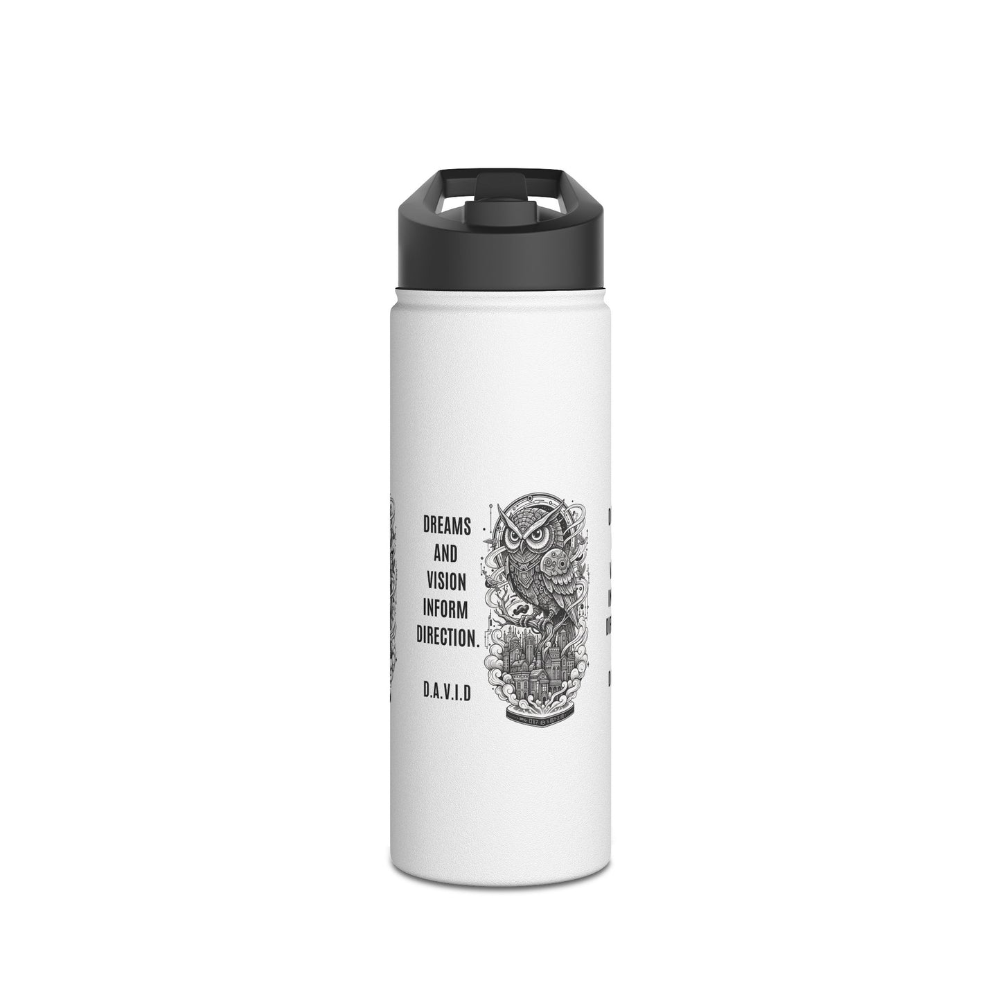 Personalized Initial Quote Owl Vision Stainless Steel Water Bottle