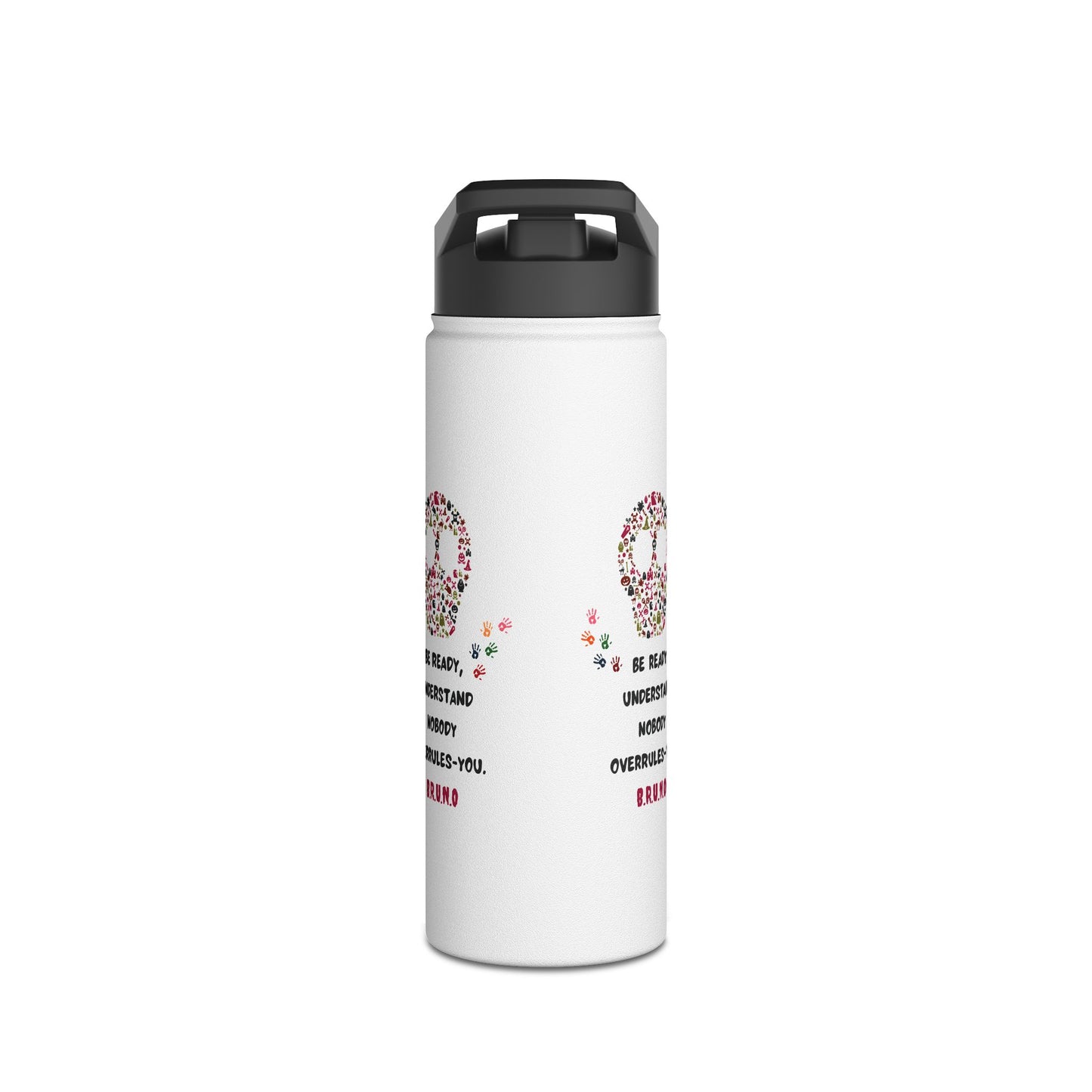 Personalized Initial Quote Hands Skull Stainless Steel Water Bottle