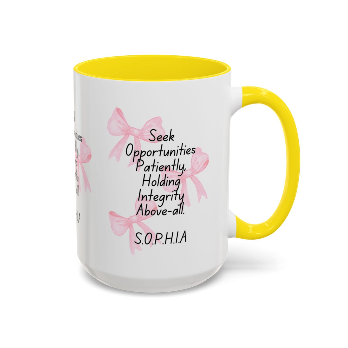Personalized Pink Bow Accent Coffee Mug