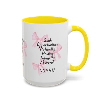 Personalized Pink Bow Accent Coffee Mug