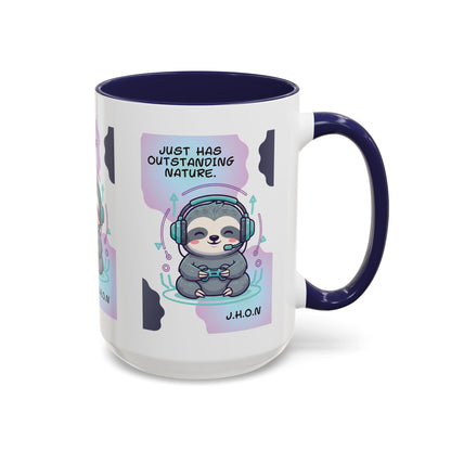 Personalized Initial Sloth Gamer Accent Coffee Mug