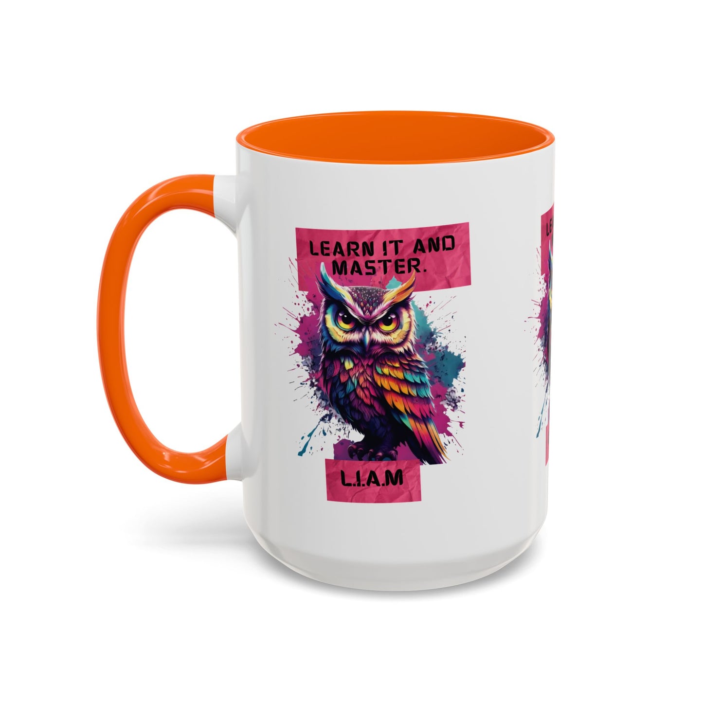 Personalized Initial Owl Accent Coffee Mug