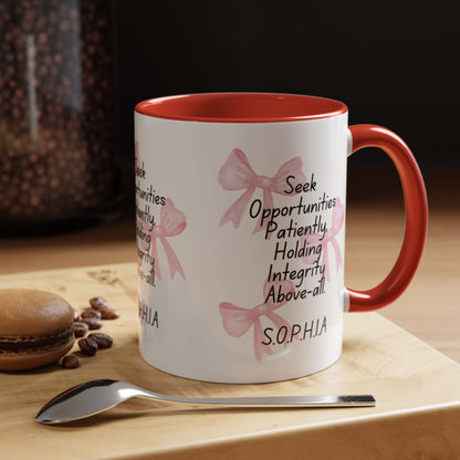Personalized Pink Bow Accent Coffee Mug