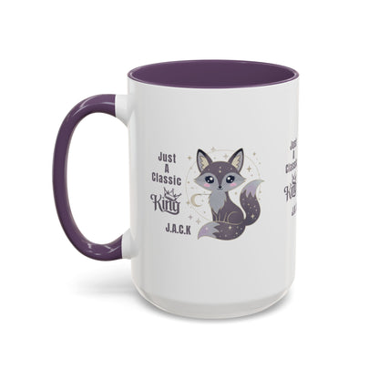 Personalized Initial Fox King Accent Coffee Mug