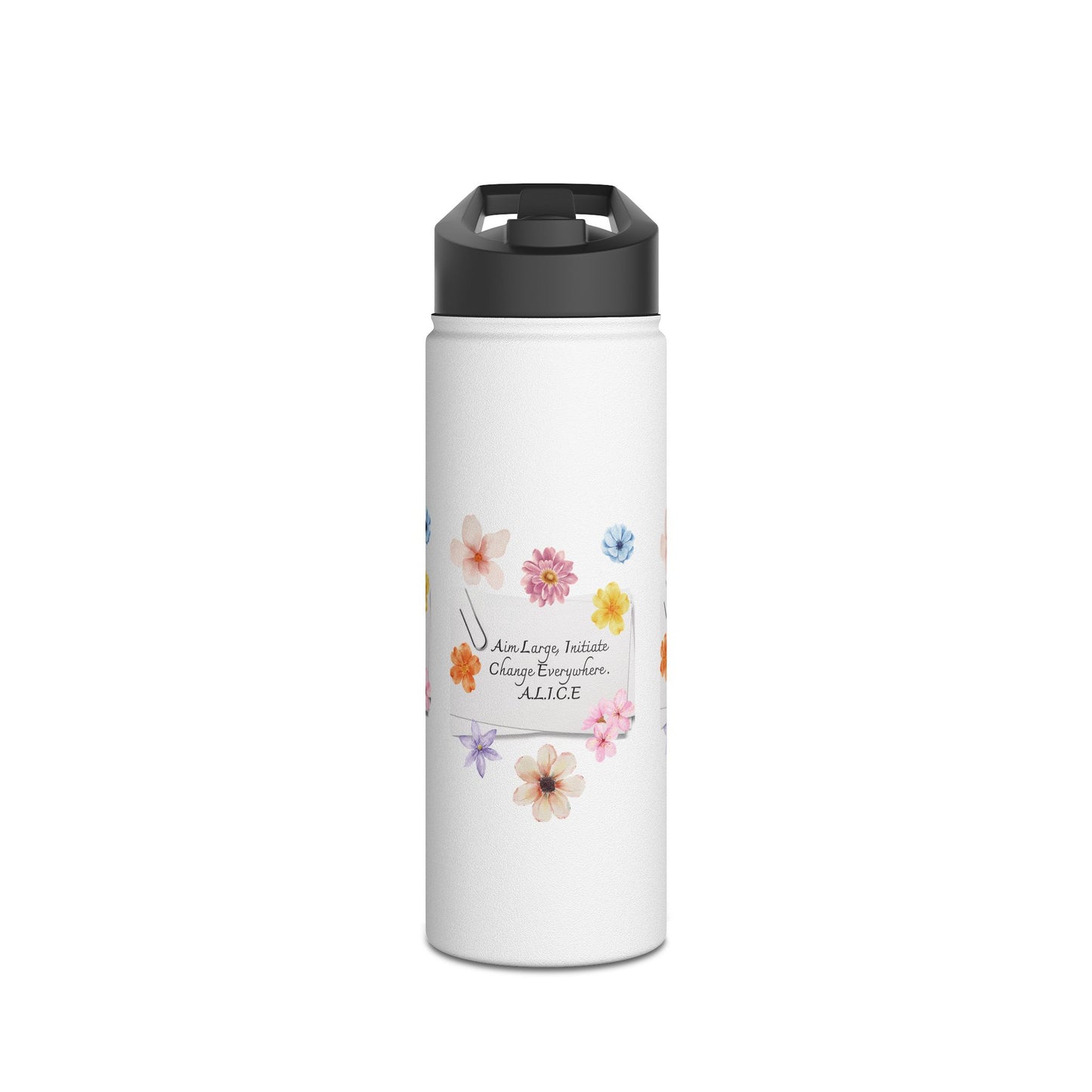 Personalized Initial Quote Note Clip Stainless Steel Water Bottle