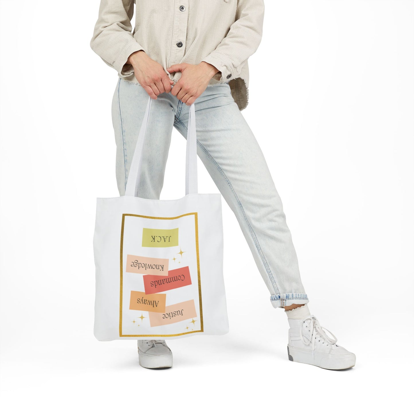 Personalized Initial Quote Inspirational Canvas Tote Custom Name