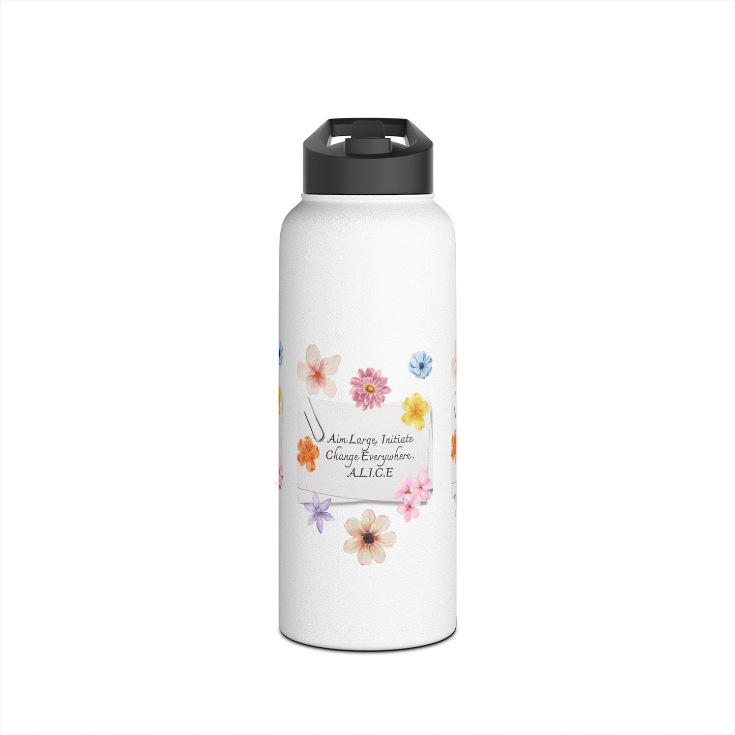 Personalized Initial Quote Note Clip Stainless Steel Water Bottle