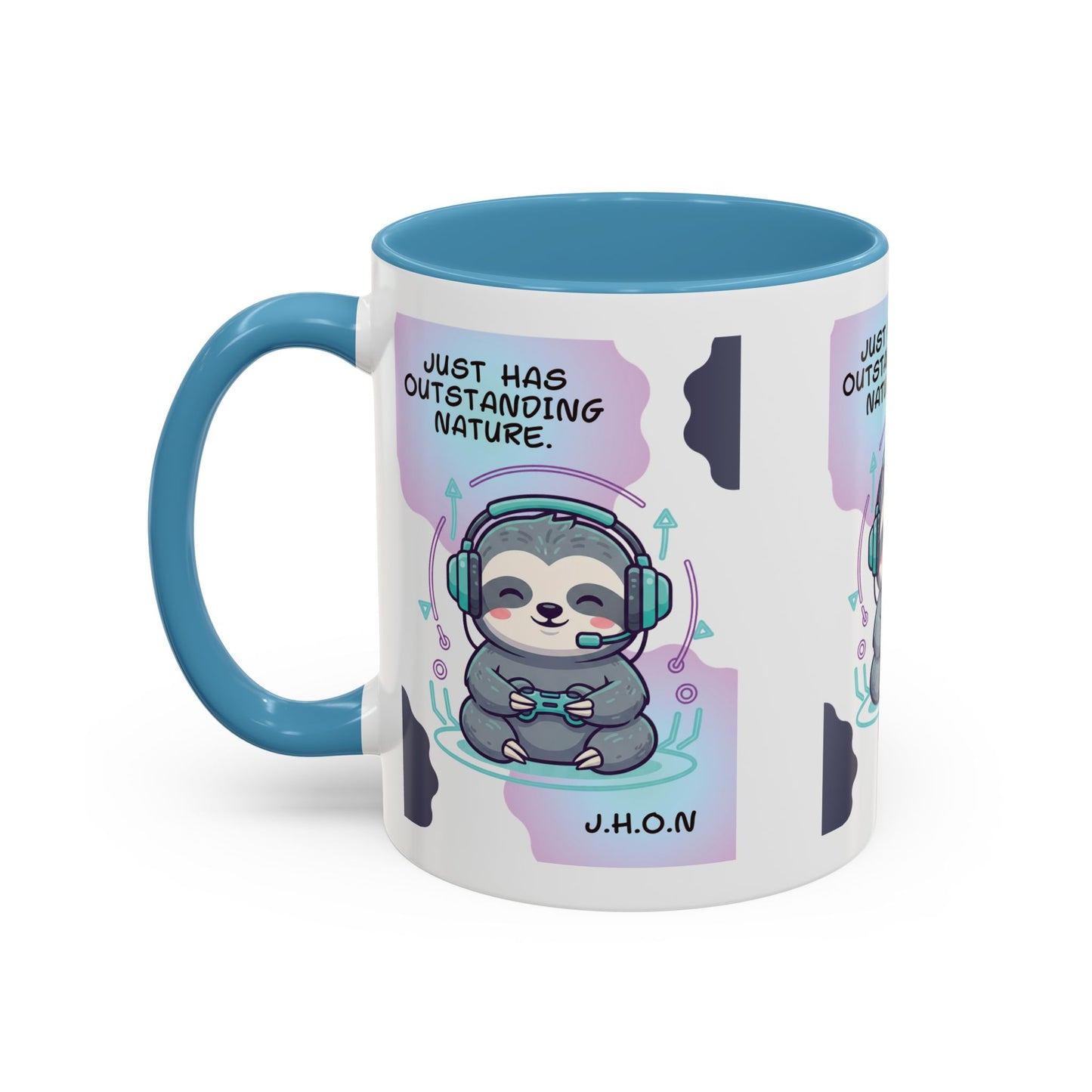 Personalized Initial Sloth Gamer Accent Coffee Mug