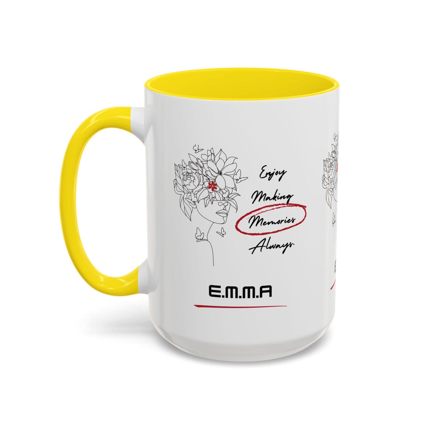 Personalized Initial Floral Girl Accent Coffee Mug