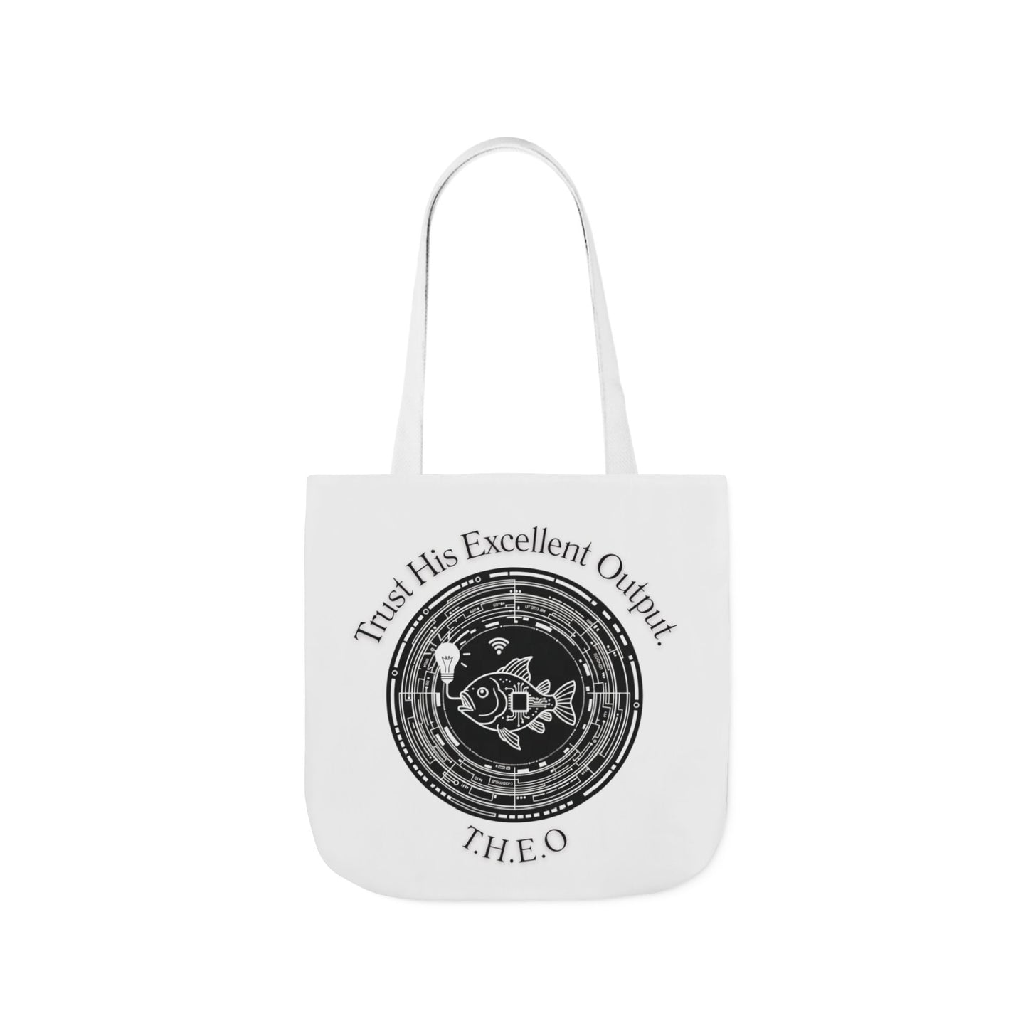 Personalized Initial Quote Circle Fish Canvas Tote Custom Name