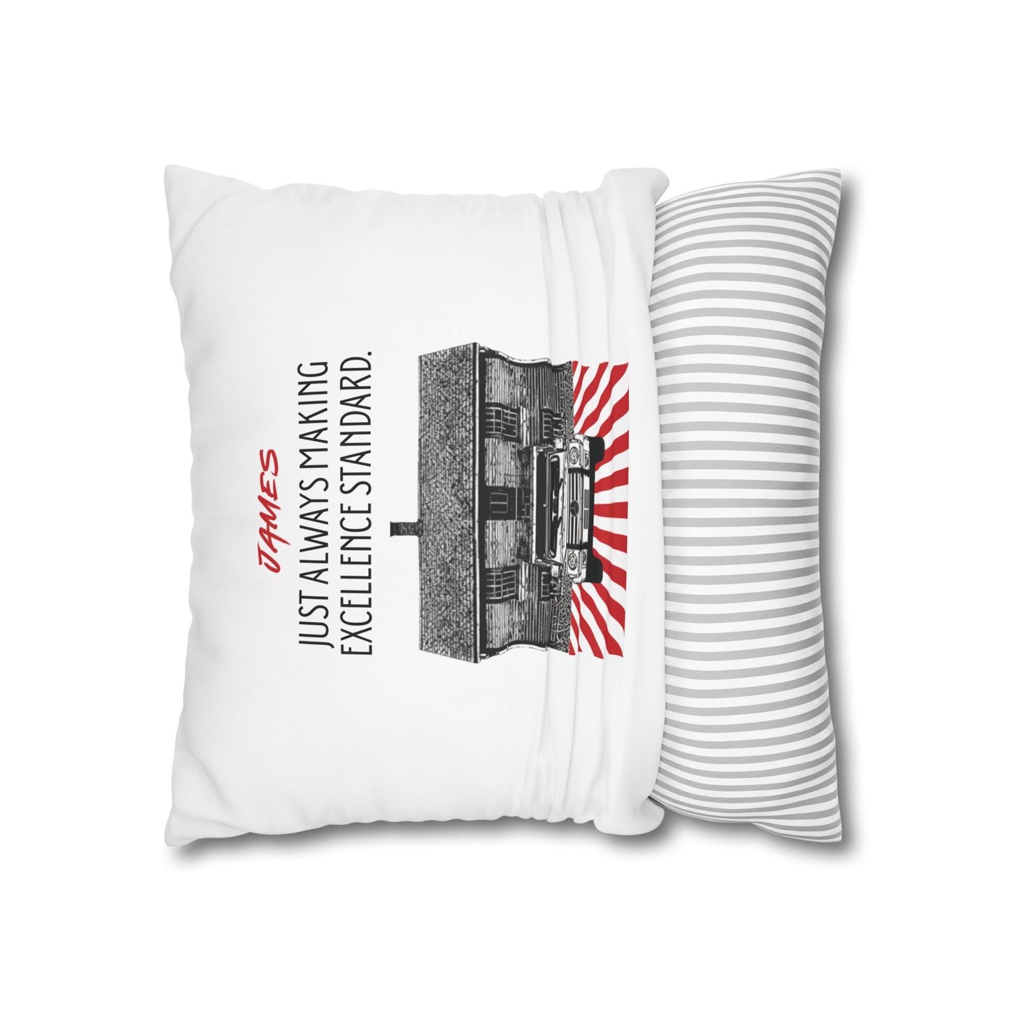 Personalized Initial Quote Vintage Car — Custom Sayings on Square Poly Canvas Pillowcase