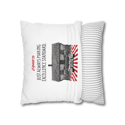 Personalized Initial Quote Vintage Car — Custom Sayings on Square Poly Canvas Pillowcase