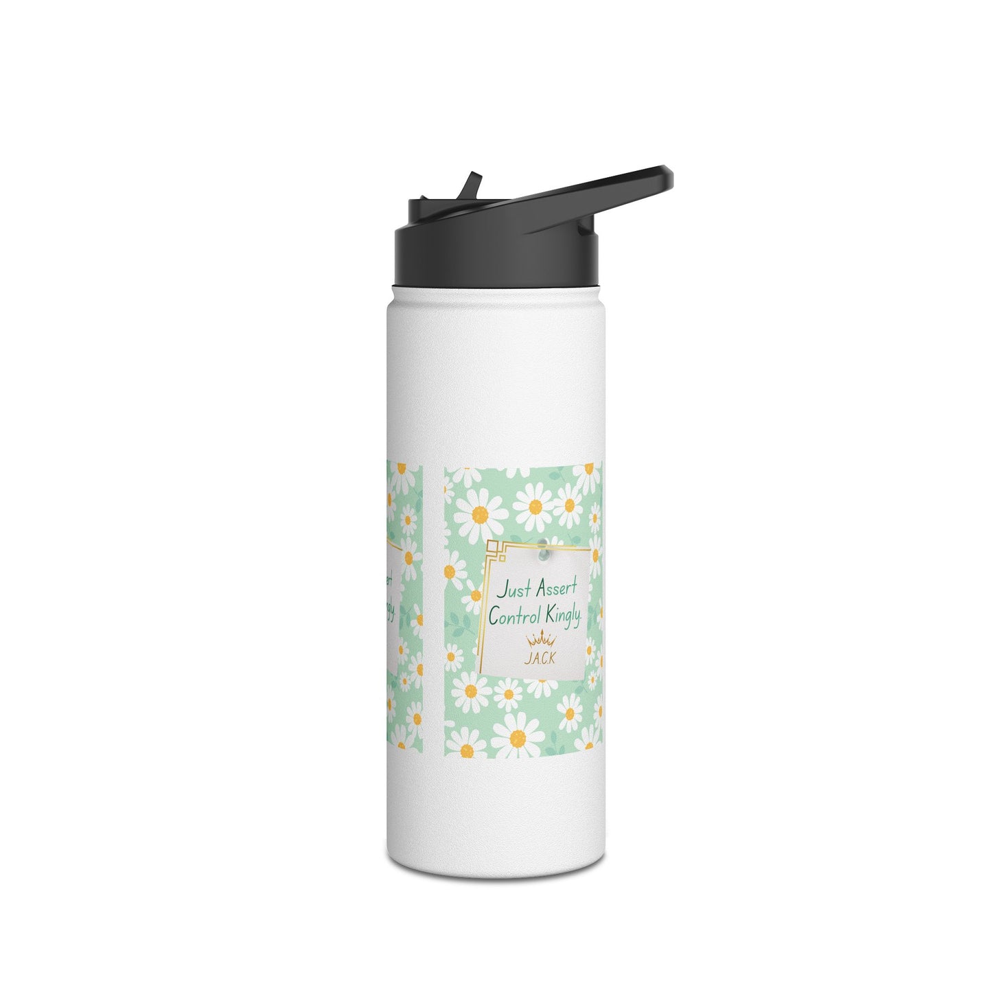 Personalized Initial Quote Floral Note Stainless Steel Water Bottle