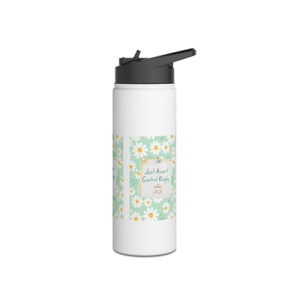 Personalized Initial Quote Floral Note Stainless Steel Water Bottle