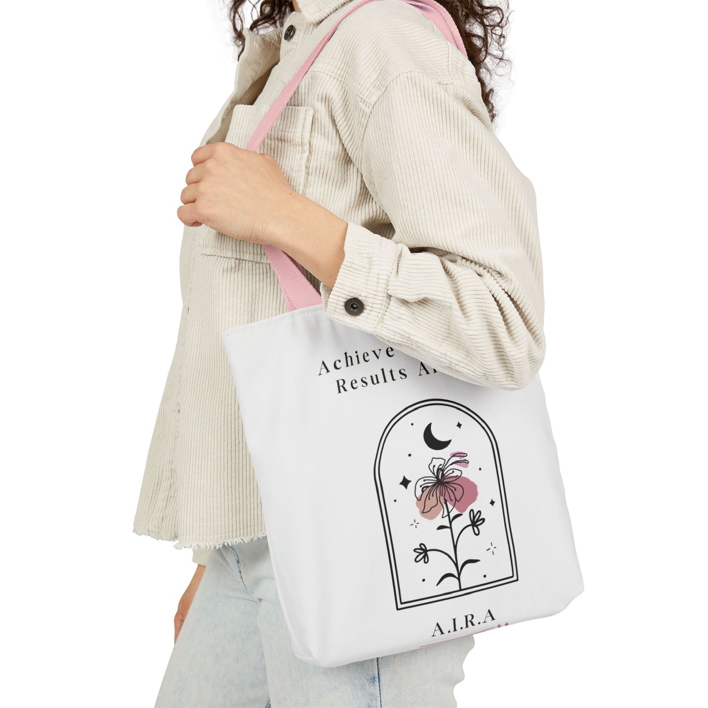 Personalized Initial Quote Floral Moon Canvas Tote Custom Name