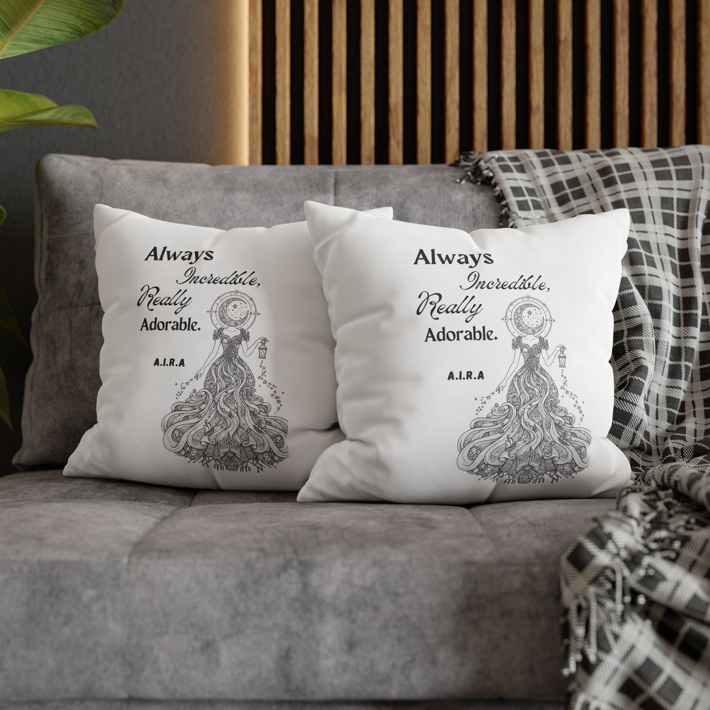 Personalized Initial Quote Light Girl — Custom Sayings on Square Poly Canvas Pillowcase