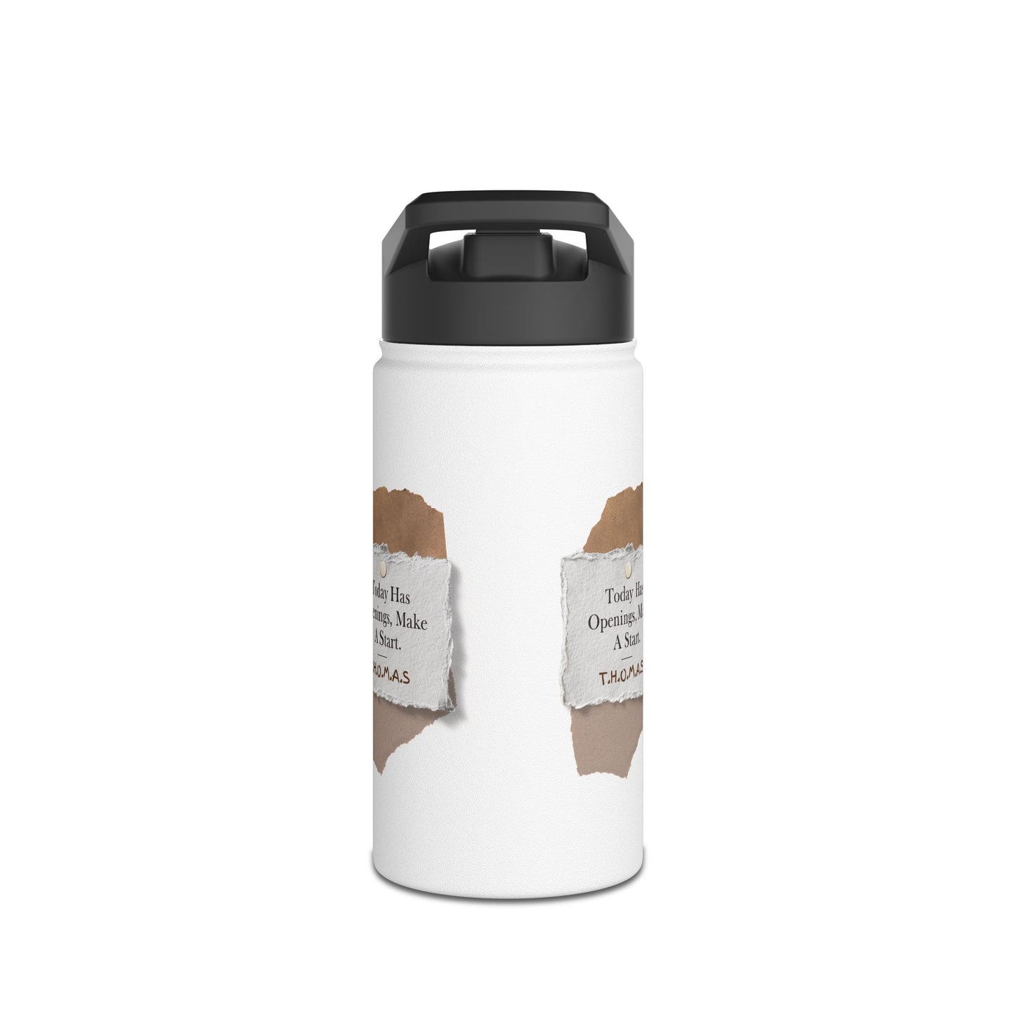 Personalized Initial Quote Torn Paper Note Stainless Steel Water Bottle