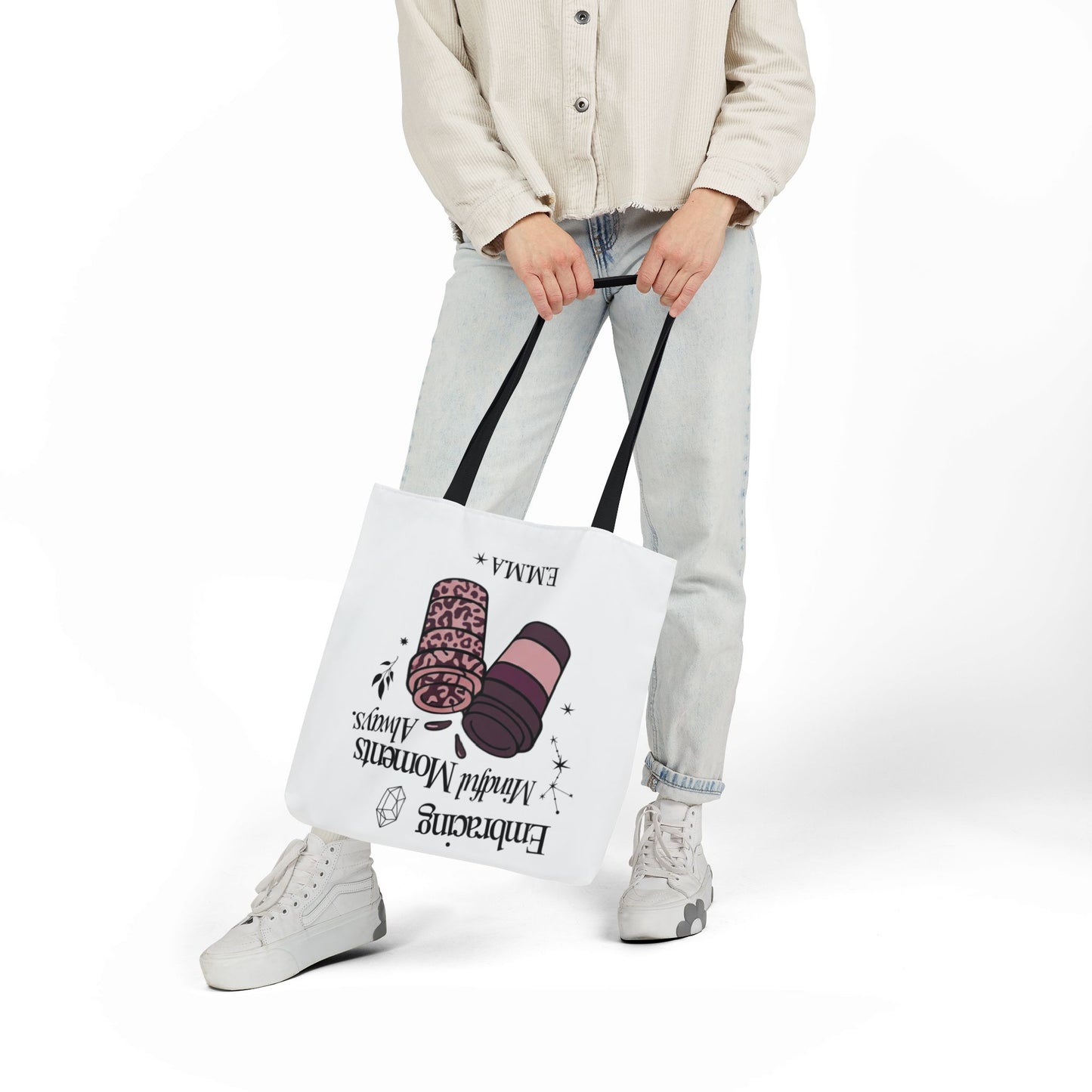 Personalized Initial Quote Coffee Cup Canvas Tote Custom Name