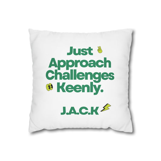 Customized monogrammed pillowcase with personalized quote. High-quality poly canvas square cushion cover, ideal for housewarming, wedding, or anniversary gifts with bespoke text.