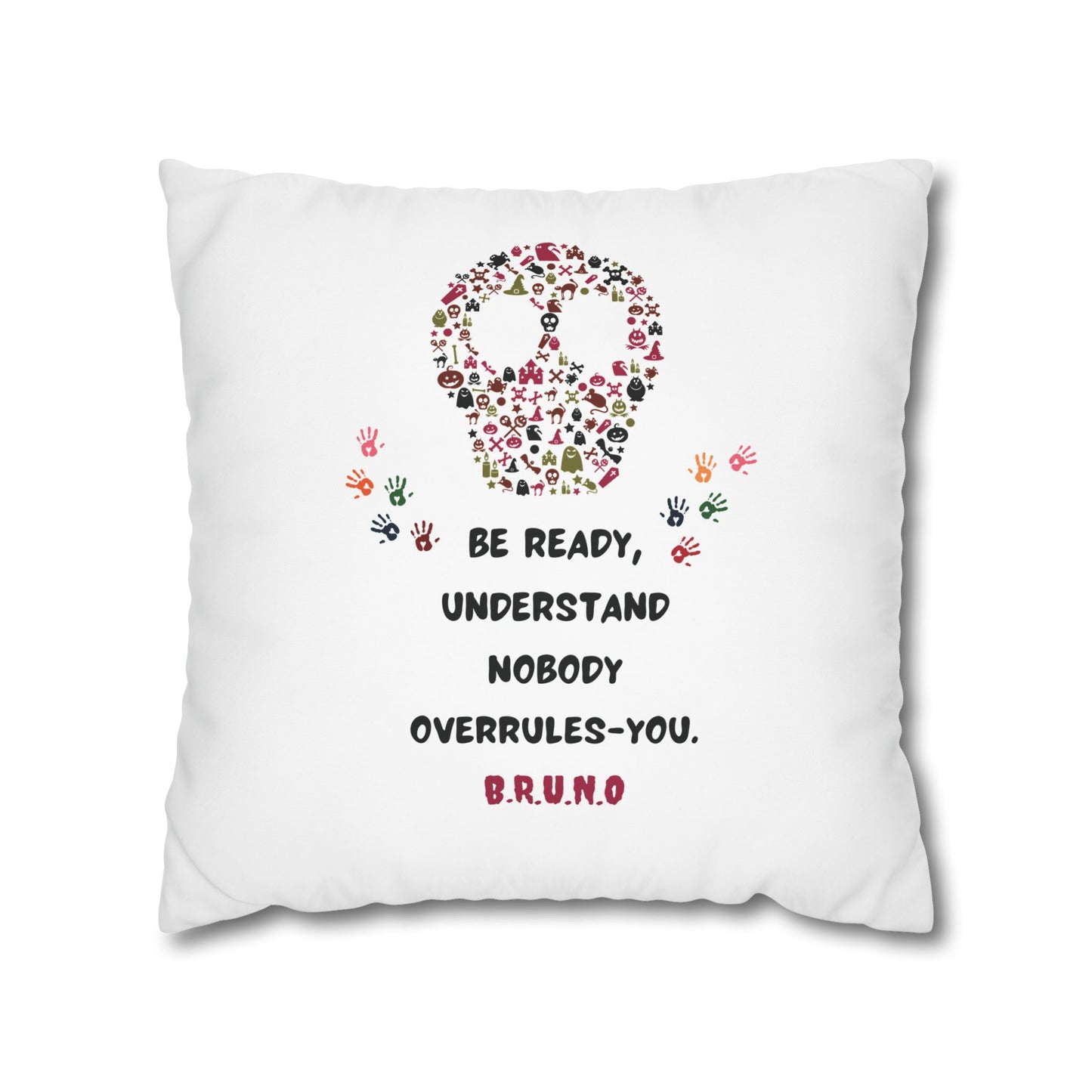 Personalized Initial Quote Floral Skull — Custom Sayings on Square Poly Canvas Pillowcase