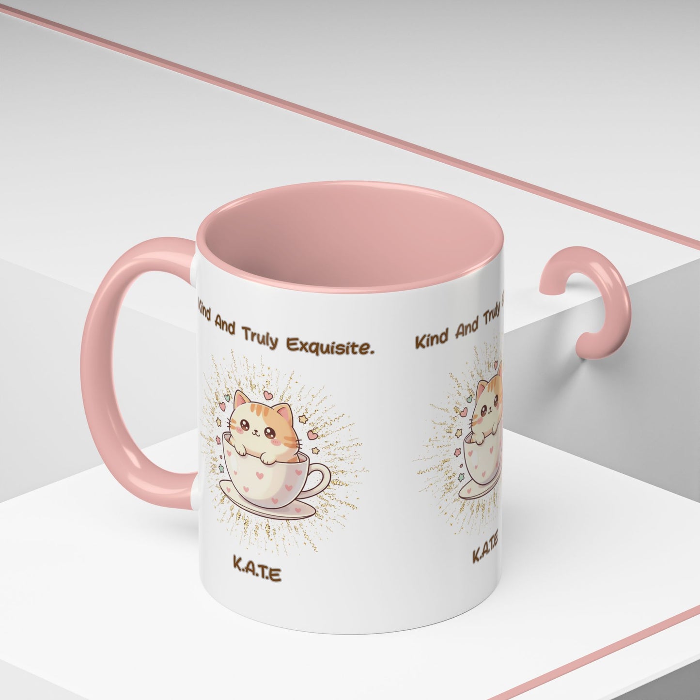 Personalized Initial Exquisite Cat Accent Coffee Mug