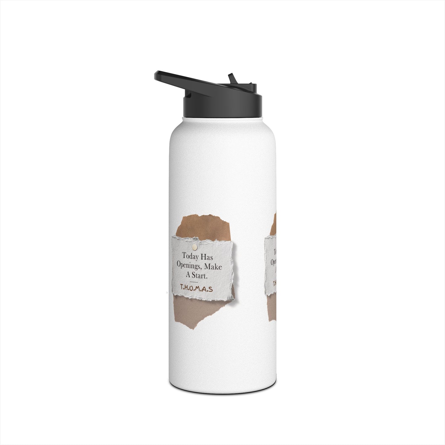 Personalized Initial Quote Torn Paper Note Stainless Steel Water Bottle