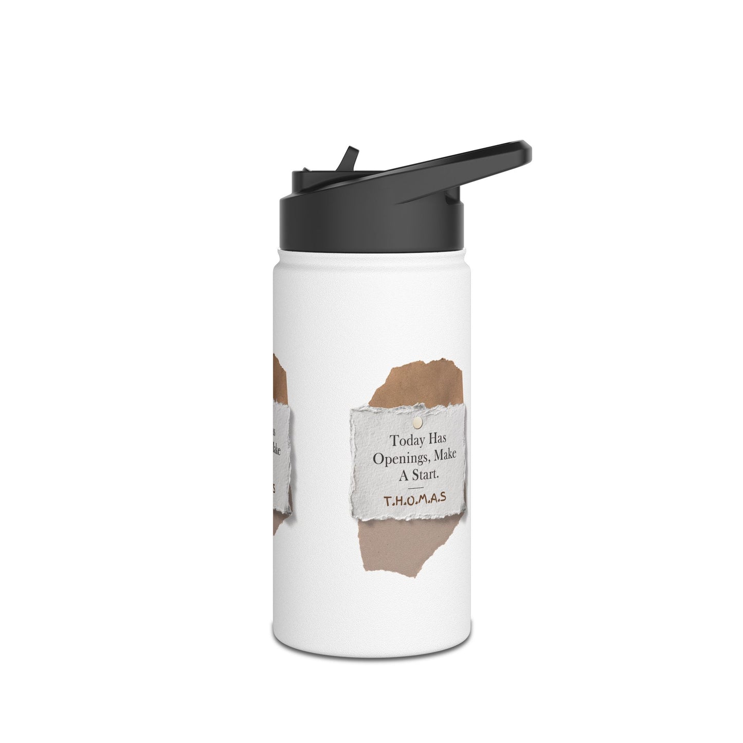Personalized Initial Quote Torn Paper Note Stainless Steel Water Bottle