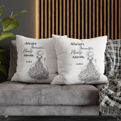 Personalized Initial Quote Light Girl — Custom Sayings on Square Poly Canvas Pillowcase