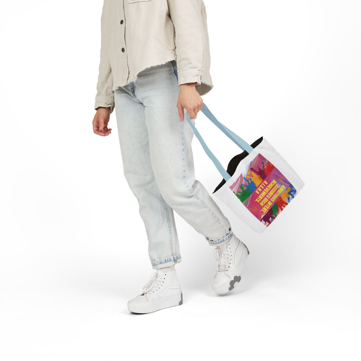 Personalized Initial Quote Colorful Paint Canvas Tote Custom Name