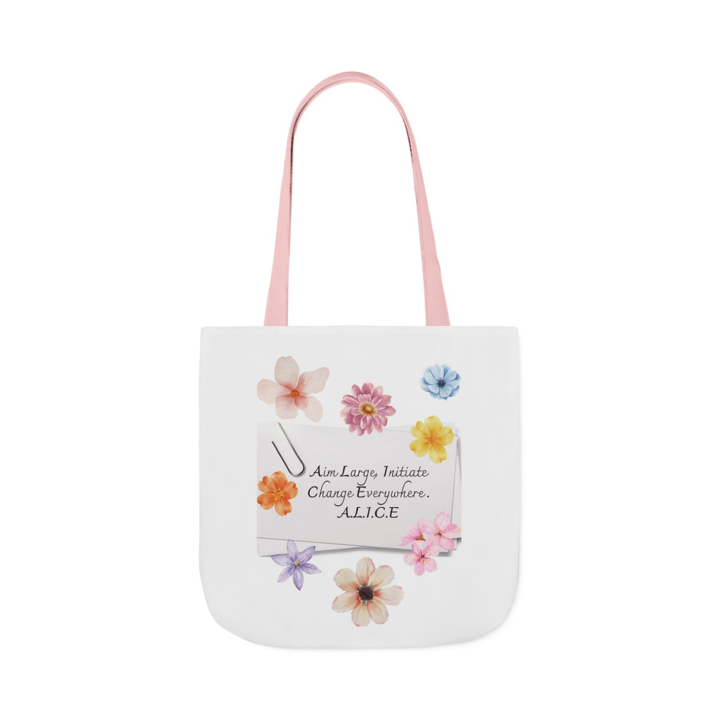 Personalized Initial Quote Floral Clip Canvas Tote Custom Name