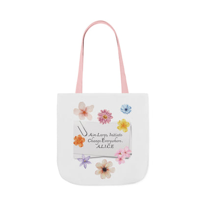Personalized Initial Quote Floral Clip Canvas Tote Custom Name