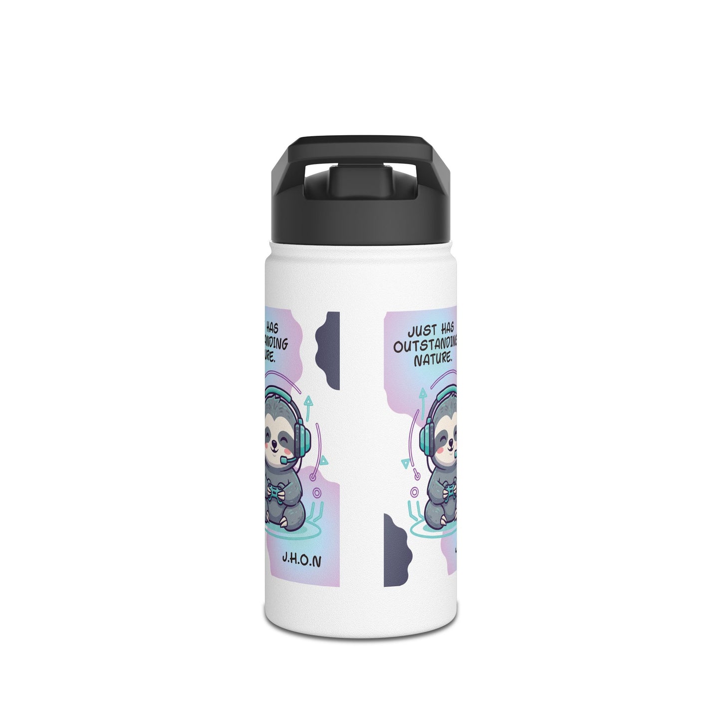 Personalized Initial Quote Sloth Gamer Stainless Steel Water Bottle