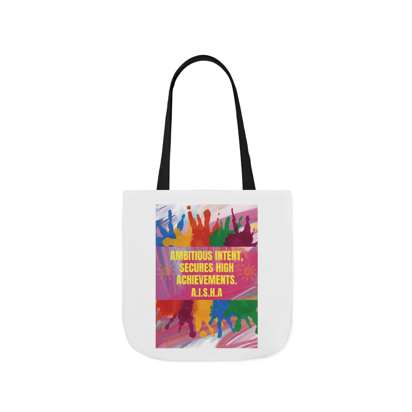 Personalized Initial Quote Colorful Paint Canvas Tote Custom Name
