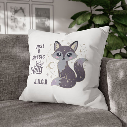 Personalized Initial Quote Fox — Custom Sayings on Square Poly Canvas Pillowcase