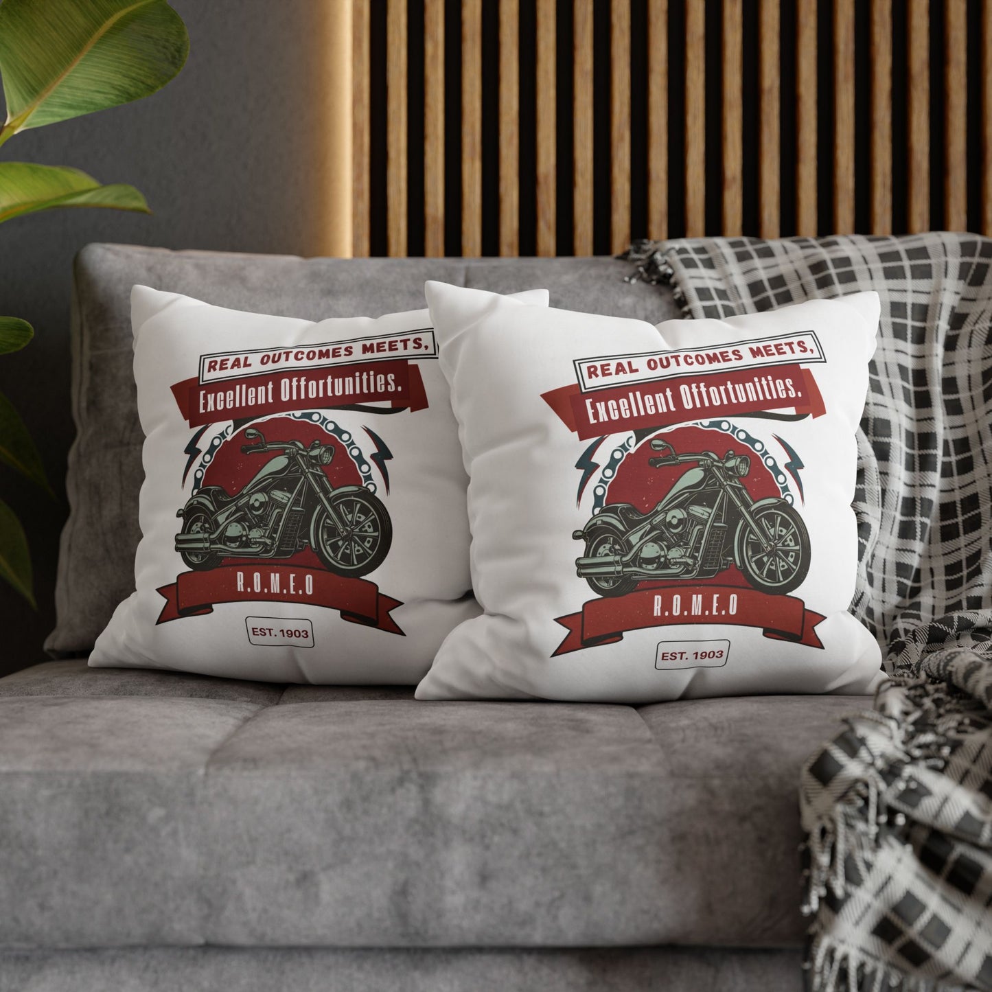 Personalized Initial Quote Motorcycle — Custom Sayings on Square Poly Canvas Pillowcase