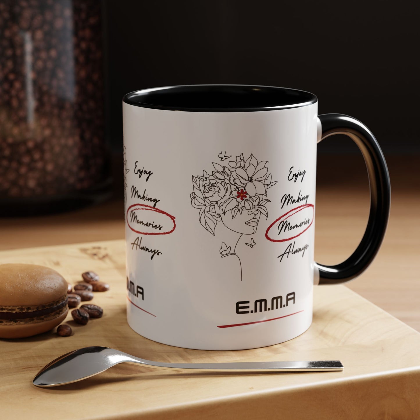 Personalized Initial Floral Girl Accent Coffee Mug