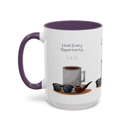 Personalized Initial Coffee and Sunglasses Accent Coffee Mug