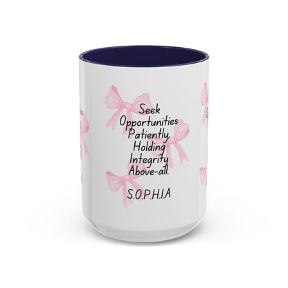 Personalized Pink Bow Accent Coffee Mug