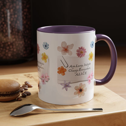 Personalized Floral Clip Note Accent Coffee Mug