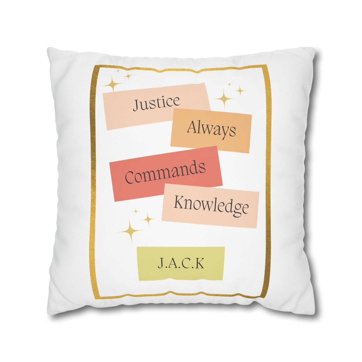Personalized Initial Quote Pastel Inspirational — Custom Sayings on Square Poly Canvas Pillowcase