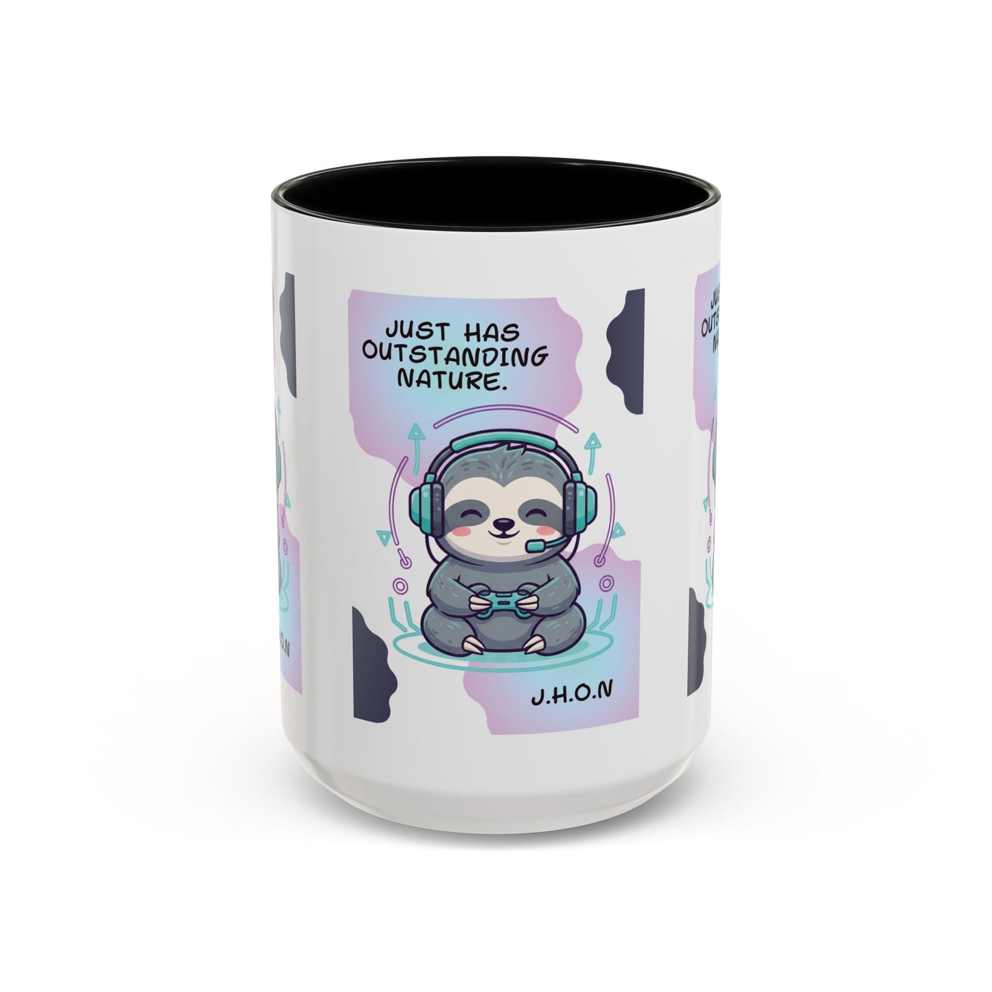 Personalized Initial Sloth Gamer Accent Coffee Mug