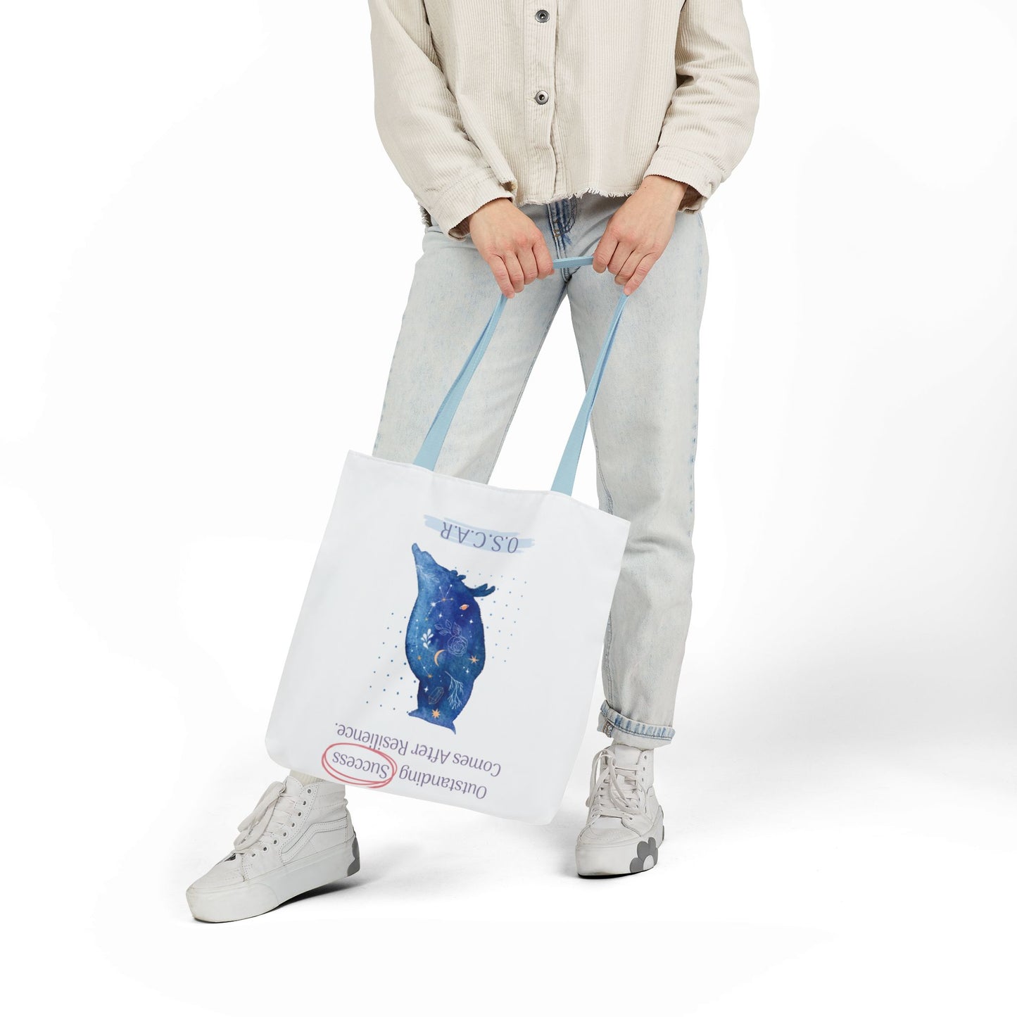 Personalized Initial Quote Owl Galaxy Canvas Tote Custom Name